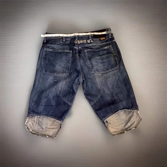 Vintage G Star Custom Capri Biker Jean Shorts Size 36 - Picture 8 of 8